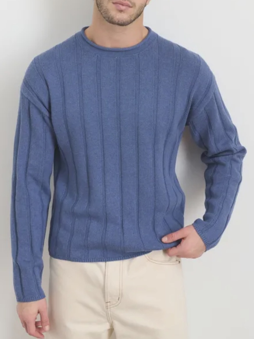 Alex Mill James Rollneck Blue Cotton and Linen Sweater Size Medium